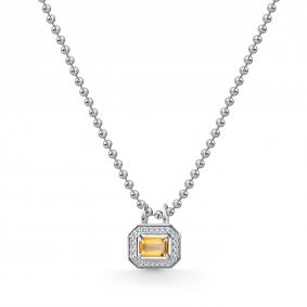 Серебряное колье АЛЬКОР 06-5029/00ЦТ-00 с фианитом и цитрином 06-5029/00ЦТ-00 фото