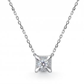 Серебряное колье АЛЬКОР 06-5190/000М-00 с фианитом и муассанитом 06-5190/000М-00 фото