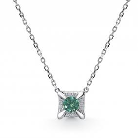 Серебряное колье АЛЬКОР 06-5190/002М-00 с фианитом и муассанитом 06-5190/002М-00 фото