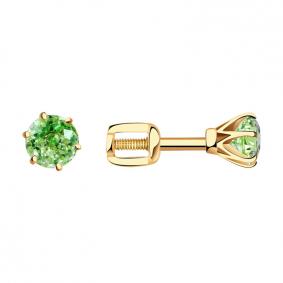 Золотые серьги Золотые узоры 06-52-0015-5-10 с кристаллом Swarovski 06-52-0015-5-10 фото