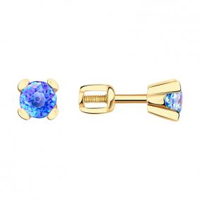 Золотые серьги Золотые узоры 06-52-0017-5-02 с кристаллом Swarovski 06-52-0017-5-02 фото