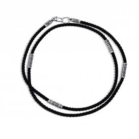Текстильный шнурок-колье с декоративным элементом и замком из черненого серебра АЛЬКОР 06-5562/0000-09 06-5562/0000-09 фото