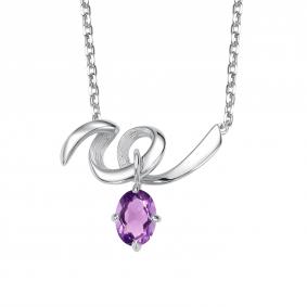 Серебряное колье АЛЬКОР 06-5786/00АМ-00 с аметистом 06-5786/00АМ-00 фото