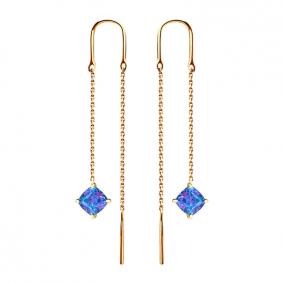 Золотые серьги Золотые узоры 06-62-0002-02 с кристаллом Swarovski 06-62-0002-02 фото