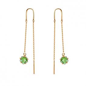 Золотые серьги Золотые узоры 06-62-0005-10 с кристаллом Swarovski 06-62-0005-10 фото