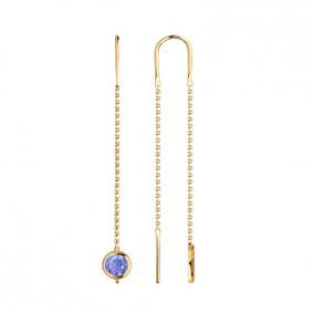 Золотые серьги Золотые узоры 06-62-0008-02 с кристаллом Swarovski 06-62-0008-02 фото