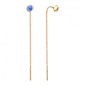 Золотые серьги Золотые узоры 06-62-0009-02 с кристаллом Swarovski 06-62-0009-02 фото