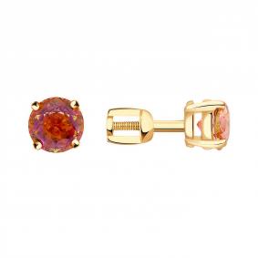 Золотые серьги Золотые узоры 06-62-0010-09 с кристаллом Swarovski 06-62-0010-09 фото