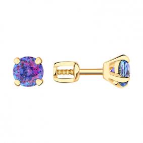 Золотые серьги Золотые узоры 06-62-0018-02 с кристаллом Swarovski 06-62-0018-02 фото
