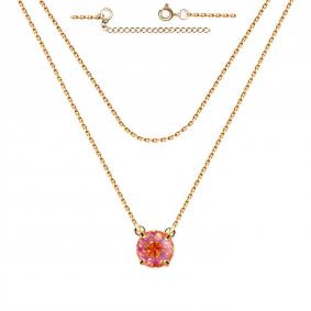 Золотое колье Золотые узоры 06-69-0002-09 с кристаллом Swarovski 06-69-0002-09 фото