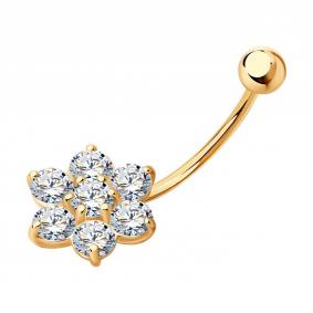 Золотой пирсинг в пупок SOKOLOV с фианитом 060005 060005 фото