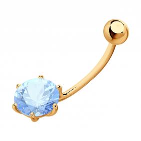 Золотой пирсинг в пупок SOKOLOV с фианитом 060006 060006 фото