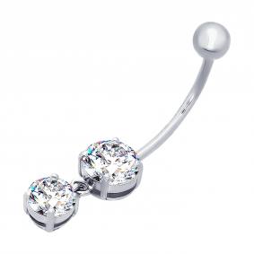 Пирсинг в пупок из белого золота SOKOLOV с фианитом 060008-3 060008-3 фото
