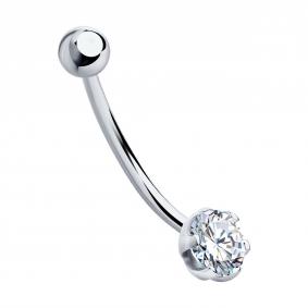 Пирсинг в пупок из белого золота SOKOLOV с фианитом 060140 060140 фото