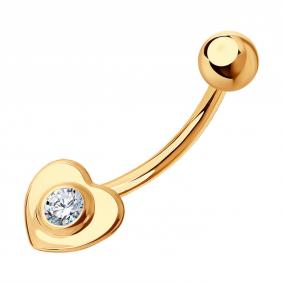 Золотой пирсинг в пупок SOKOLOV с фианитом 060203 060203 фото