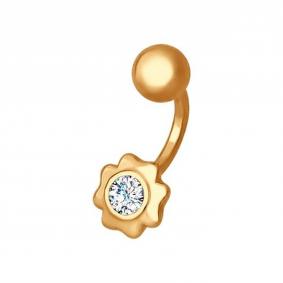 Золотой пирсинг в пупок SOKOLOV с фианитом 060205 060205 фото