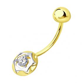 Пирсинг из лимонного золота SOKOLOV 060210-2 с фианитом 060210-2 фото