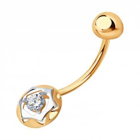Золотой пирсинг в пупок SOKOLOV с фианитом 060210 060210 фото