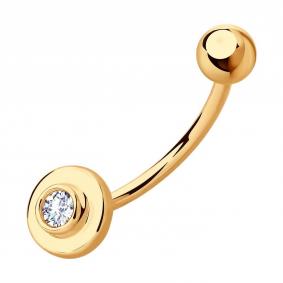 Золотой пирсинг в пупок SOKOLOV с фианитом 060212 060212 фото