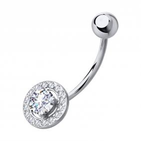 Пирсинг в пупок из белого золота SOKOLOV с фианитом 060213-3 060213-3 фото