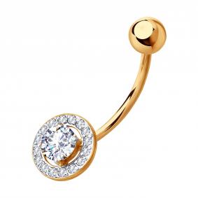 Золотой пирсинг в пупок SOKOLOV с фианитом 060213 060213 фото