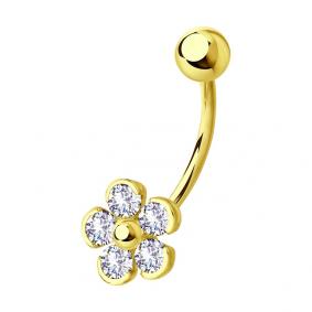 Пирсинг в пупок из лимонного золота SOKOLOV с фианитом 060215-2 060215-2 фото
