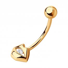 Золотой пирсинг в пупок SOKOLOV с фианитом 060217 060217 фото