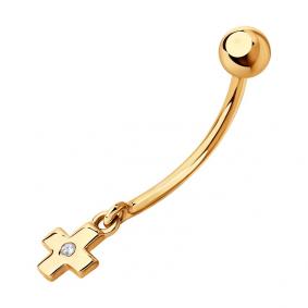 Золотой пирсинг в пупок SOKOLOV с фианитом 060218 060218 фото