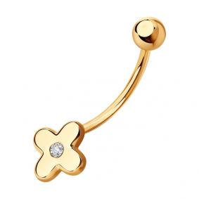 Золотой пирсинг в пупок SOKOLOV с фианитом 060219 060219 фото