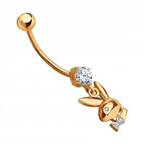 Золотой пирсинг в пупок SOKOLOV с фианитом 060221 060221 фото