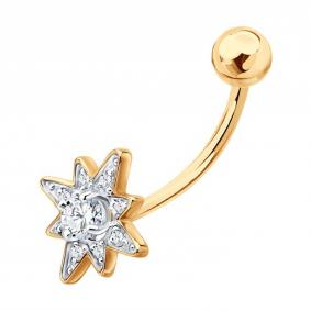 Золотой пирсинг в пупок SOKOLOV с фианитом 060229 060229 фото