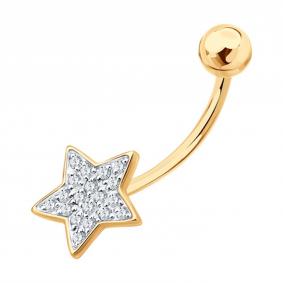 Золотой пирсинг в пупок SOKOLOV с фианитом 060231 060231 фото