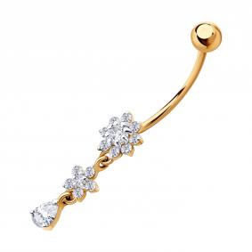 Золотой пирсинг в пупок SOKOLOV с фианитом 060232 060232 фото