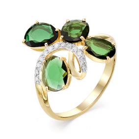 Кольцо из лимонного золота Мастер Бриллиант 06M1-106-538-18 с бриллиантом и турмалином 06M1-106-538-18 фото