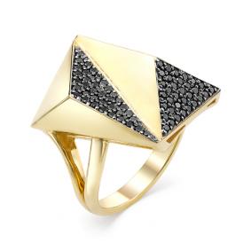 Кольцо из лимонного золота Мастер Бриллиант 06M1-106-552 с чёрным бриллиантом 06M1-106-552 фото