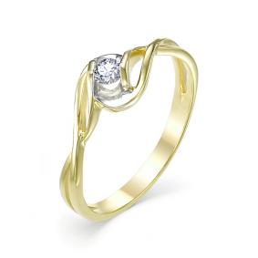 Кольцо из лимонного золота Мастер Бриллиант 06M1-106-714 с бриллиантом 06M1-106-714 фото