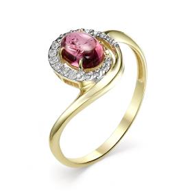 Кольцо из лимонного золота Мастер Бриллиант 06M1-106-759-18 с бриллиантом и турмалином 06M1-106-759-18 фото