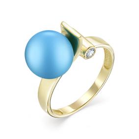 Кольцо из лимонного золота Мастер Бриллиант 06M1-106-776-38 с бриллиантом и бирюзой 06M1-106-776-38 фото
