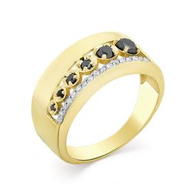 Кольцо из лимонного золота Мастер Бриллиант 06M1-106-813 с бриллиантом и чёрным бриллиантом 06M1-106-813 фото