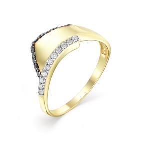 Кольцо из лимонного золота Мастер Бриллиант 06M1-106-834 с бриллиантом и чёрным бриллиантом 06M1-106-834 фото