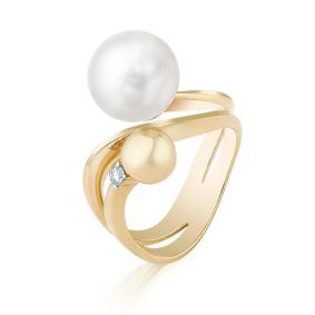 Кольцо из лимонного золота Мастер Бриллиант 06M1-106-940-21 с бриллиантом и жемчугом 06M1-106-940-21 фото