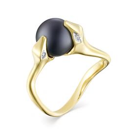 Кольцо из лимонного золота Мастер Бриллиант 06M1-106-959-23 с бриллиантом и жемчугом 06M1-106-959-23 фото