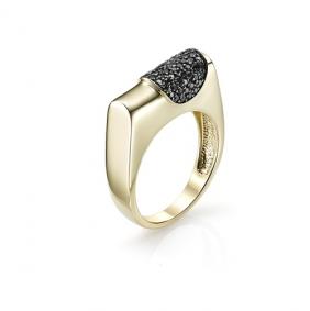 Кольцо из лимонного золота Мастер Бриллиант 06M1-107-055 с чёрным бриллиантом 06M1-107-055 фото