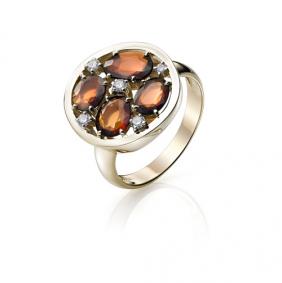 Кольца из лимонного золота Мастер Бриллиант с бриллиантом и спассартином 06M1-107-074-34 06M1-107-074-34 фото