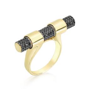 Кольцо из лимонного золота Мастер Бриллиант 06M1-107-084 с чёрным бриллиантом 06M1-107-084 фото