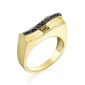 Кольцо из лимонного золота Мастер Бриллиант 06M1-107-089/1 с чёрным бриллиантом 06M1-107-089/1 фото
