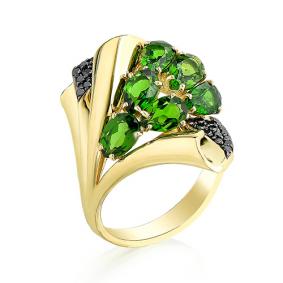 Кольцо из лимонного золота Мастер Бриллиант 06M1-107-093-37 с бриллиантом и турмалином 06M1-107-093-37 фото