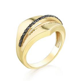 Кольцо из лимонного золота Мастер Бриллиант 06M1-107-095/1 с чёрным бриллиантом 06M1-107-095/1 фото