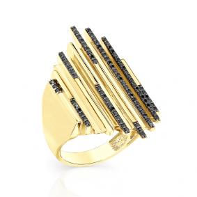 Кольцо из лимонного золота Мастер Бриллиант 06M1-107-121 с чёрным бриллиантом 06M1-107-121 фото