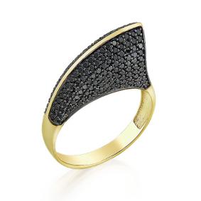 Кольцо из лимонного золота Мастер Бриллиант 06M1-107-134 с чёрным бриллиантом 06M1-107-134 фото